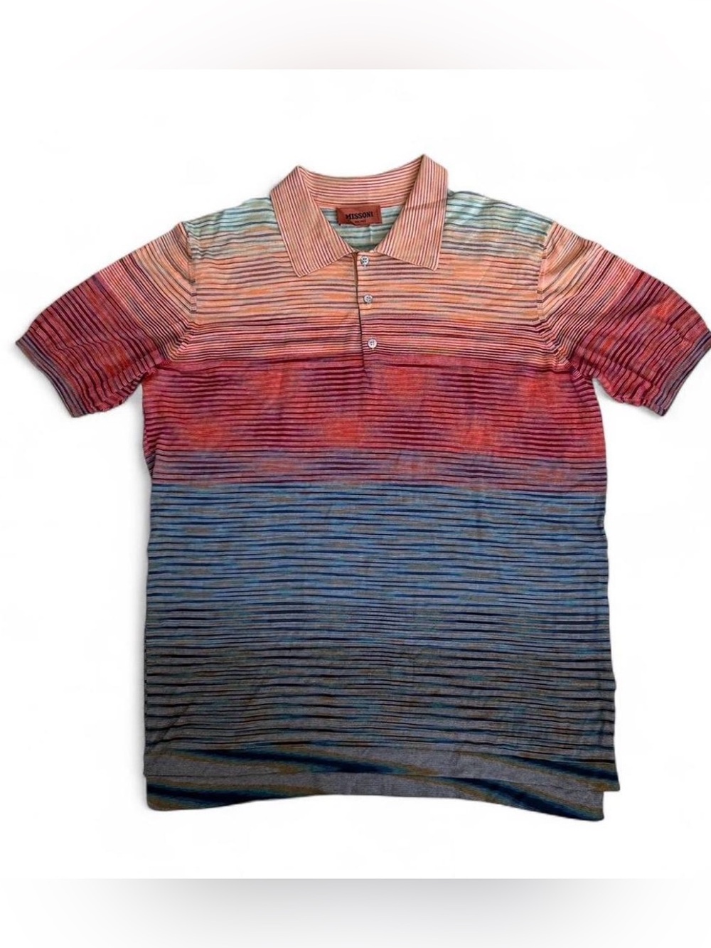 Missoni Men’s Gradient Stripe Polo in Blue, Red, Pink